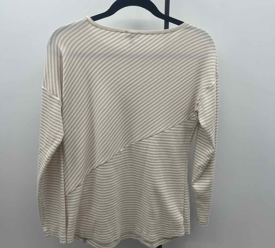 Talbots Women's Size XS Beige Stripe Long Sleeve Shirt
