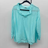 crown & ivy Women's Size XL Blue Solid Long Sleeve Shirt