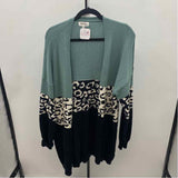 Adora Women's Size 1X Green Animal Print Cardigan
