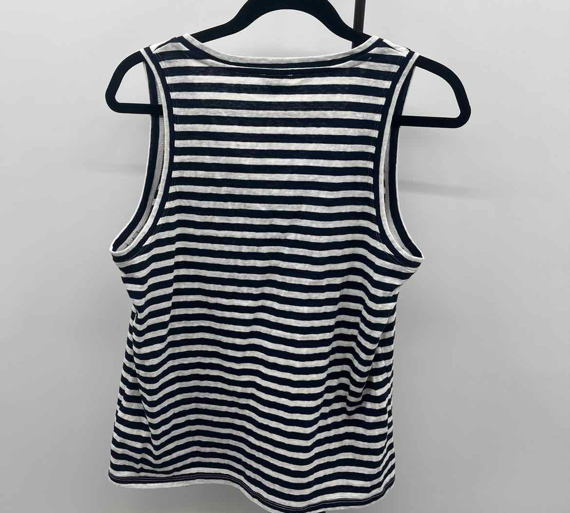 J Crew Women's Size M Navy Stripe Sleeveless Shirt