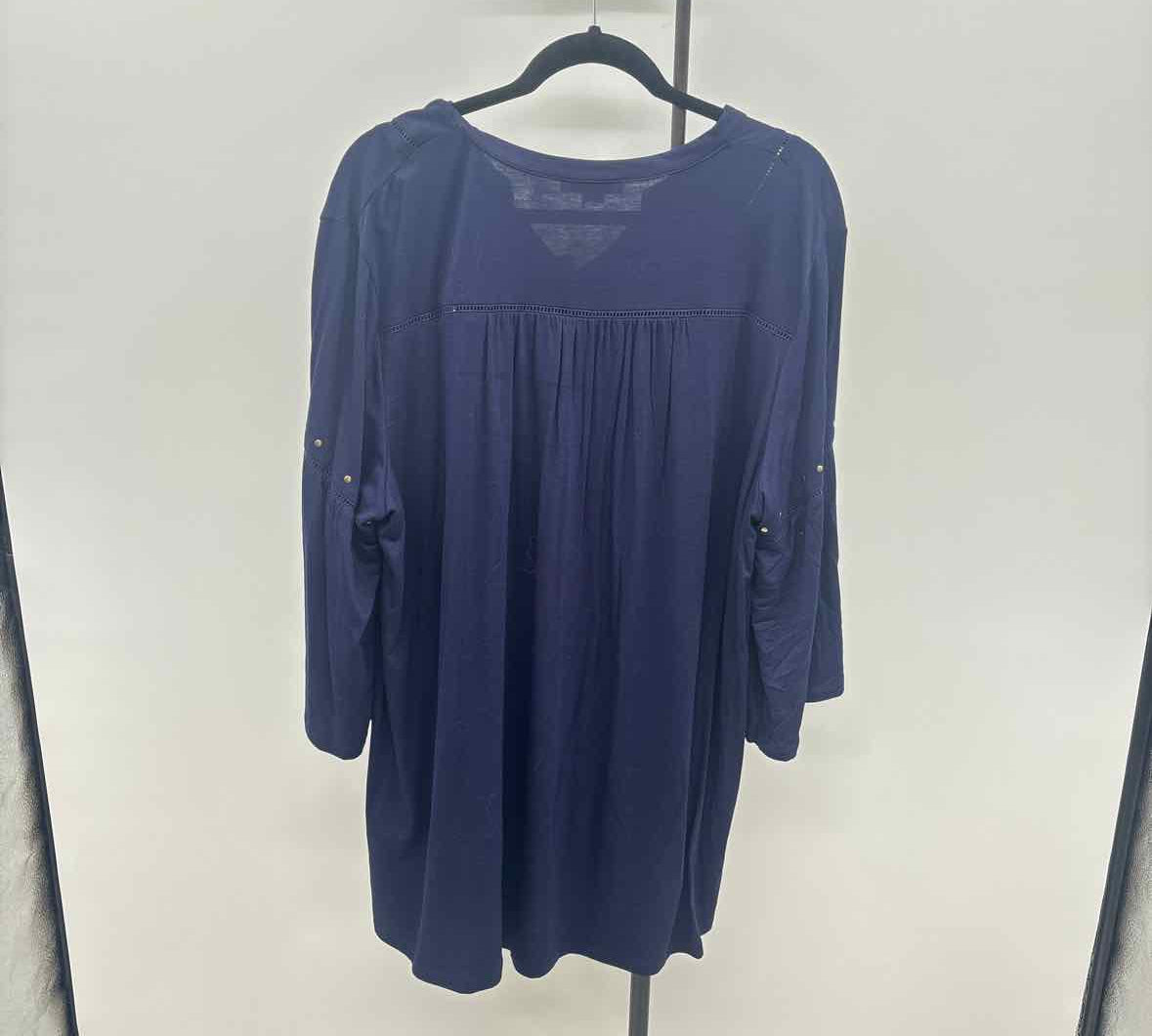 Simply Noelle Women's Size XXL Navy Studs Long Sleeve Shirt