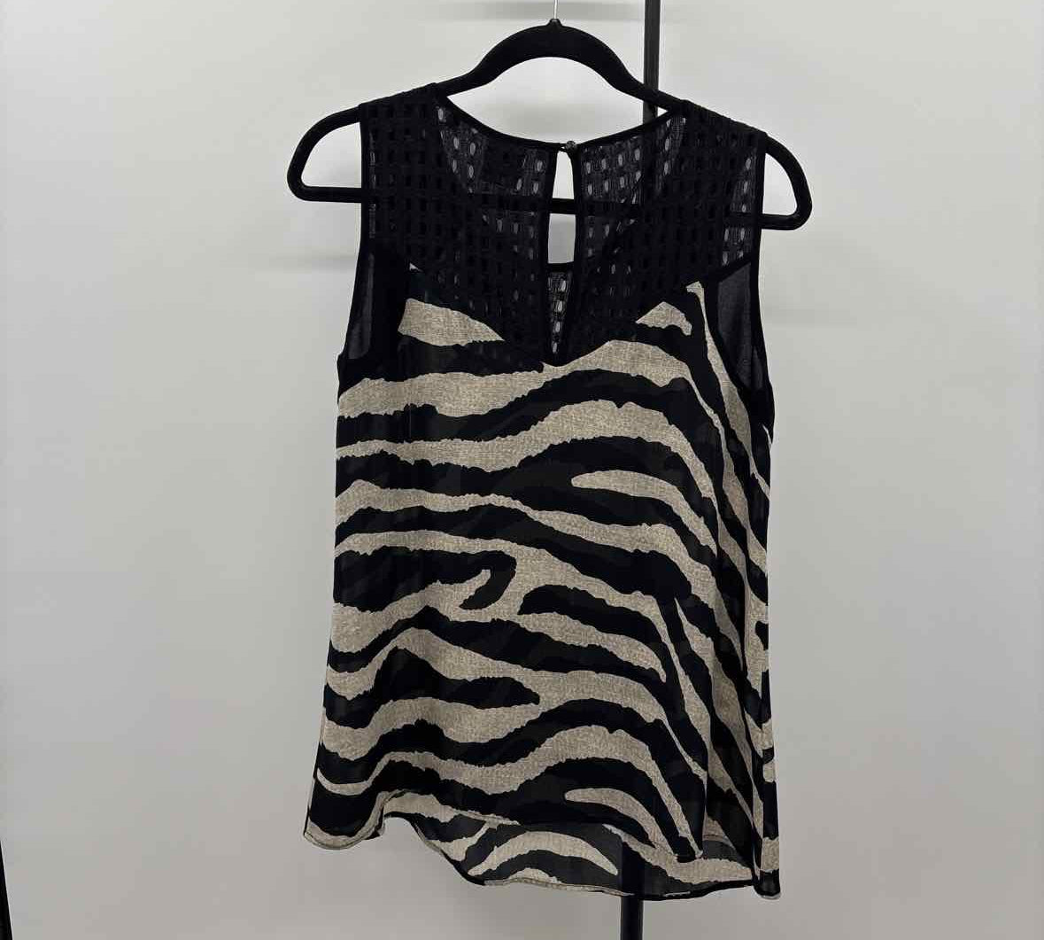 CABI Women's Size S Black Zebra Sleeveless Shirt