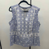 Boden Women's Size 1X Blue Stripe Sleeveless Shirt