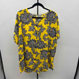 Catherine's Women's Size 1X Yellow Floral Short Sleeve Shirt