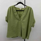 Max Studio Women's Size 1X Green Textured Short Sleeve Shirt