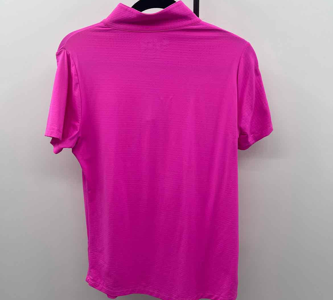 Ibkul Women's Size M Hot Pink Textured Short Sleeve Shirt