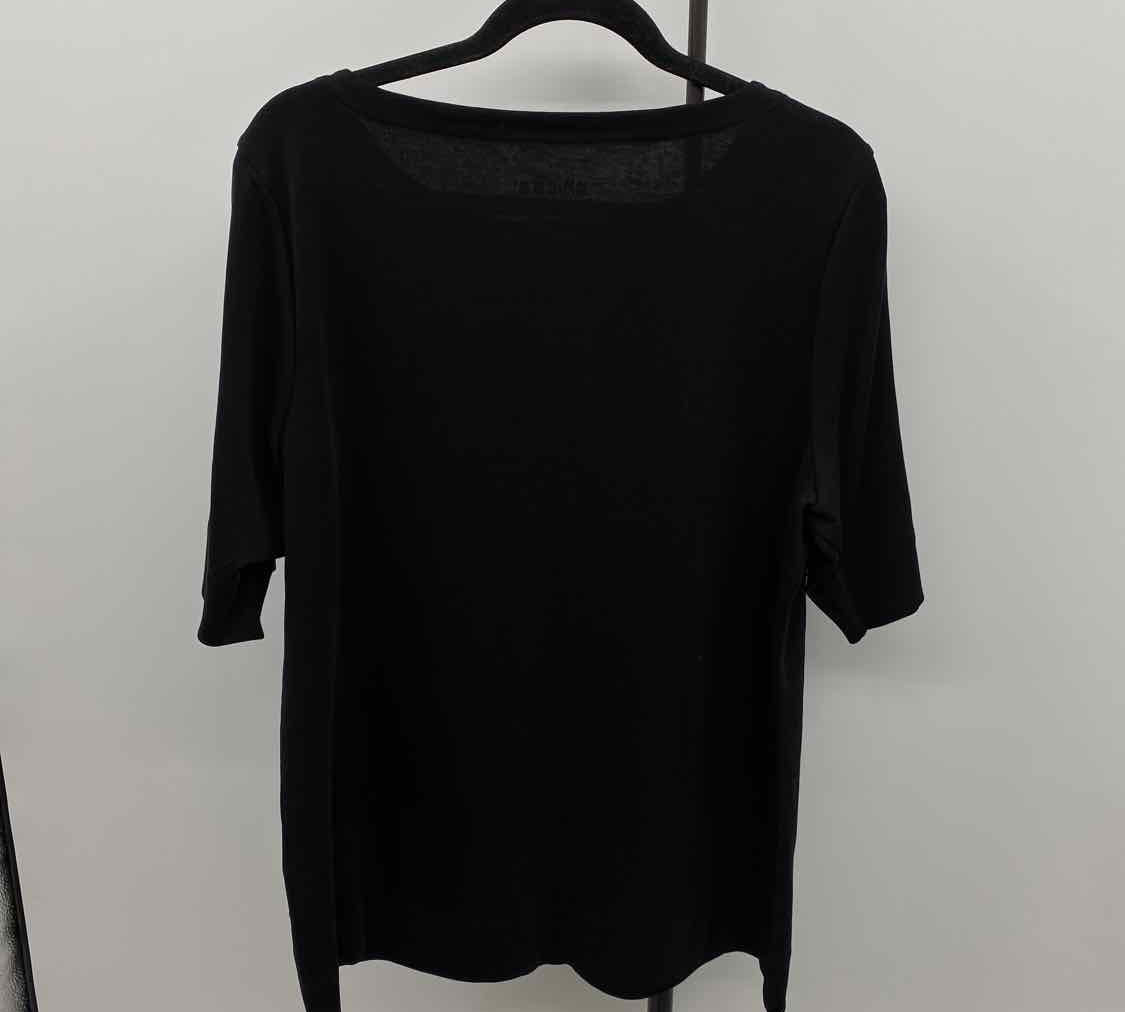 Chico's Women's Size XL Black Solid Short Sleeve Shirt