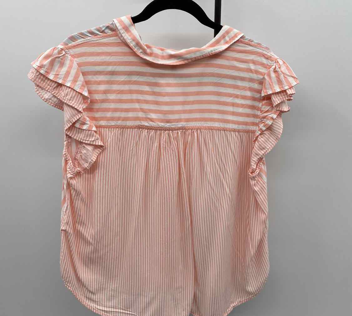 Jane & Dilancey Women's Size XL Peach Stripe Short Sleeve Shirt