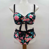 Sun Dazed Women's Size S Black Floral Swimsuit