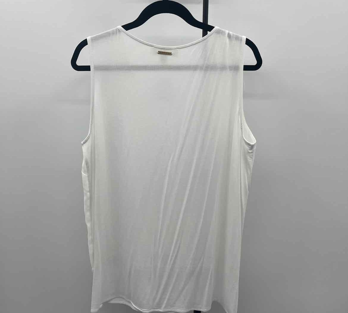 Michael Kors Women's Size 2X White Solid Sleeveless Shirt