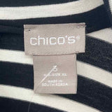 Chico's Women's Size XL Black Stripe Long Sleeve Shirt