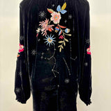 Johnny Was Women's Size M Black Patchwork Long Sleeve Shirt