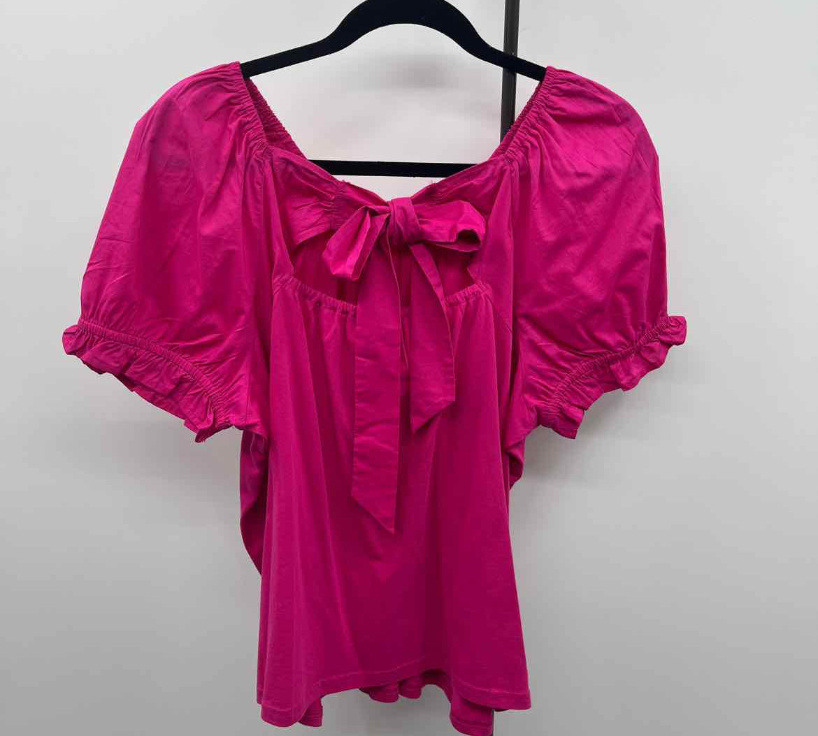 J Crew Women's Size L Fuschia Solid Short Sleeve Shirt