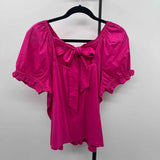 J Crew Women's Size L Fuschia Solid Short Sleeve Shirt