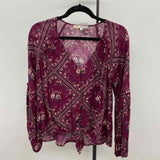 Jolt Women's Size M Wine Floral Long Sleeve Shirt