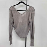 Free People Women's Size S Gray Textured Long Sleeve Shirt
