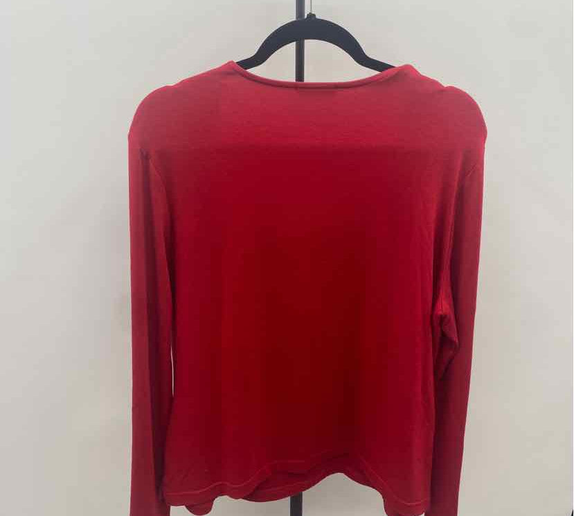 Emme Women's Size 1X Red Solid Long Sleeve Shirt