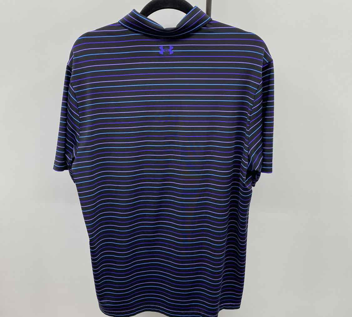 Under Armour Men's Size L Black Striped Short Sleeve Shirt