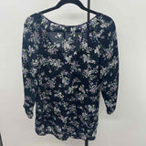 JJill Women's Size 6 Navy Floral Long Sleeve Shirt