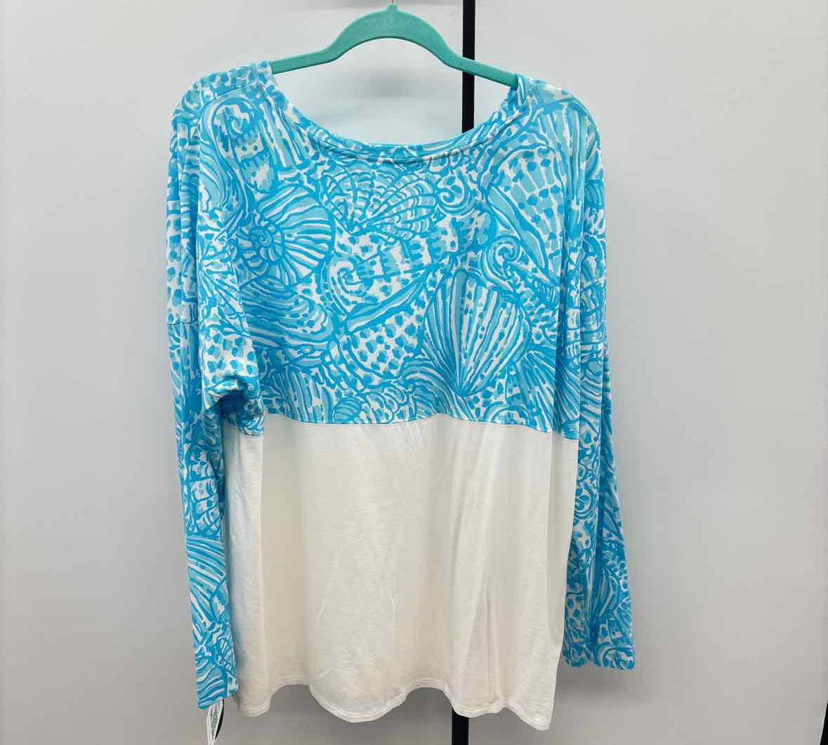 Lilly Pulitzer Women's Size XXL Turquoise Seashells Long Sleeve Shirt