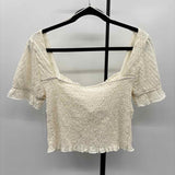 Urban Romance Women's Size XL Ivory Textured Short Sleeve Shirt