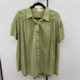 By Together Women's Size L Green Stripe Short Sleeve Shirt