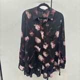 Simply Vera Wang Women's Size XL Black Floral Long Sleeve Shirt