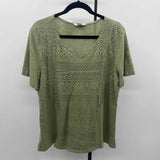 Christopher & Banks Women's Size XL Green Textured Short Sleeve Shirt