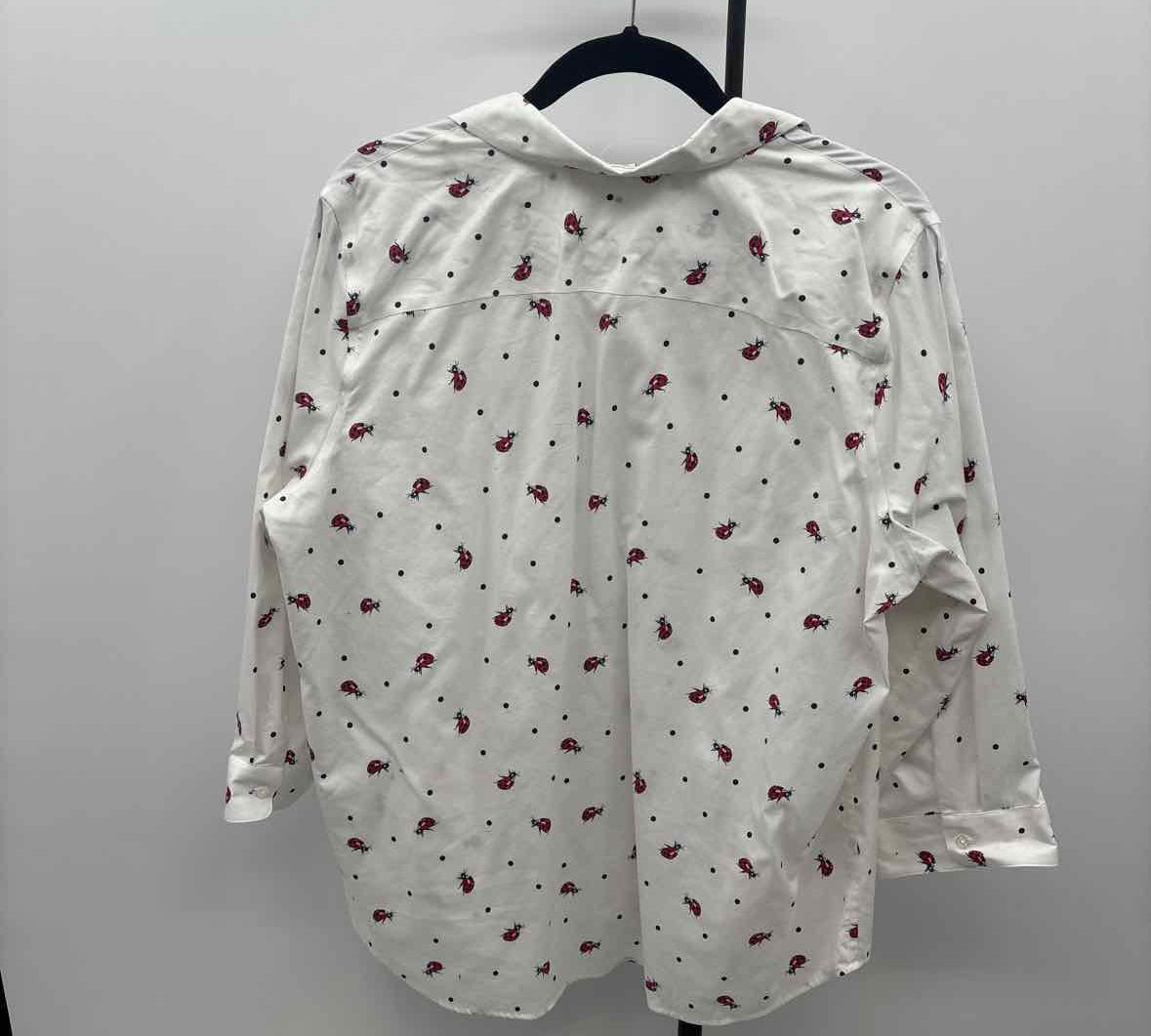 Coldwater Creek Women's Size 1X White Ladybug Long Sleeve Shirt