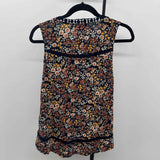 Lucky Brand Women's Size M Navy Floral Sleeveless Shirt