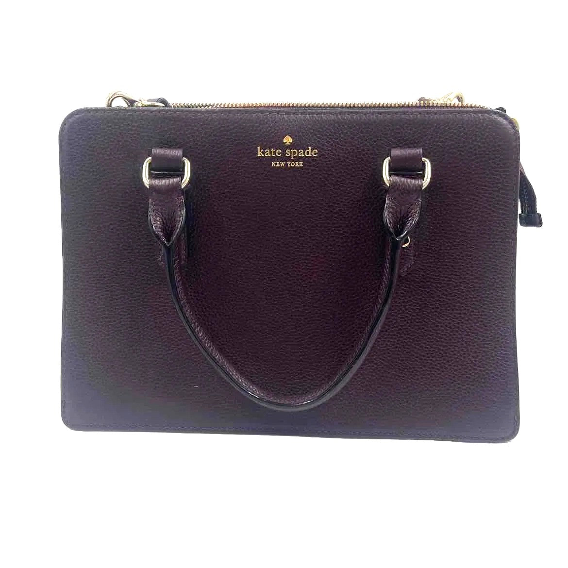 KATE SPADE Wine Pebble Leather MULBERY STREET LISE Satchel Purse w/Crossbody Strap