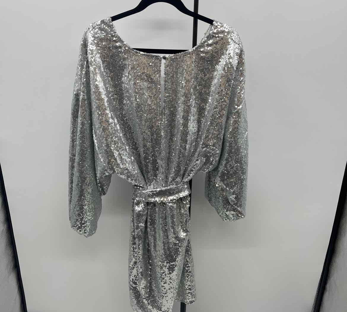 Anthropologie Junior's Size 18 Silver Sequins Gown/Evening Wear