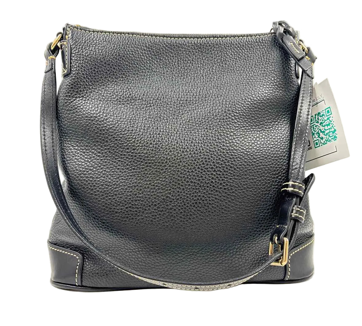 Back DOONEY & BOURKE Black Pebble Grain Leather Adjustable Crossbody Purse