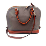 Back DOONEY & BOURKE Taupe Pebble Leather Domed ZIP ZIP Satchel Purse w/Crossbody Strap