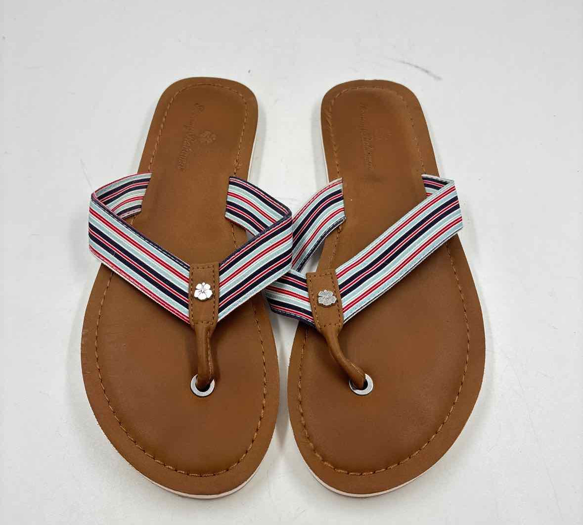 Tommy Bahama Women's Shoe Size 9 Blue Stripe Flip Flops