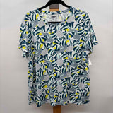 Lands End Women's Size XL Teal Fish Short Sleeve Shirt
