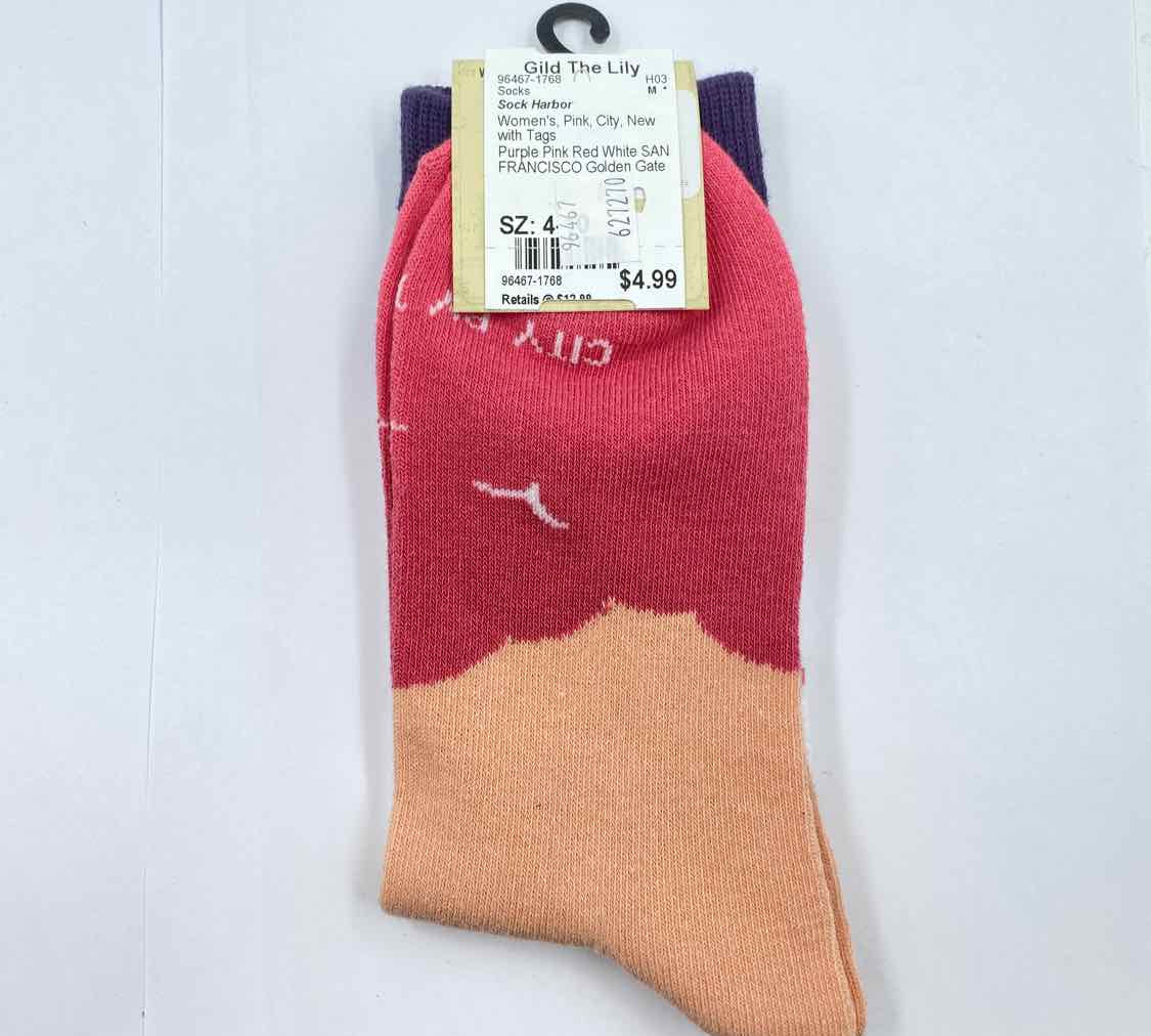 Sock Harbor Women's Shoe Size 4-10 Pink City Socks