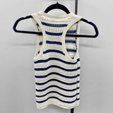 Madewell Junior's Size xxs White Stripe Sleeveless Shirt