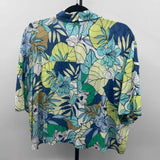 Ana Women's Size XL Blue Floral Short Sleeve Shirt