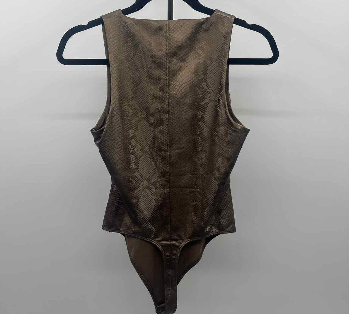 Good American Women's Size S Brown Snakeskin Sleeveless Shirt