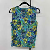Roz & Ali Women's Size M Blue Floral Sleeveless Shirt