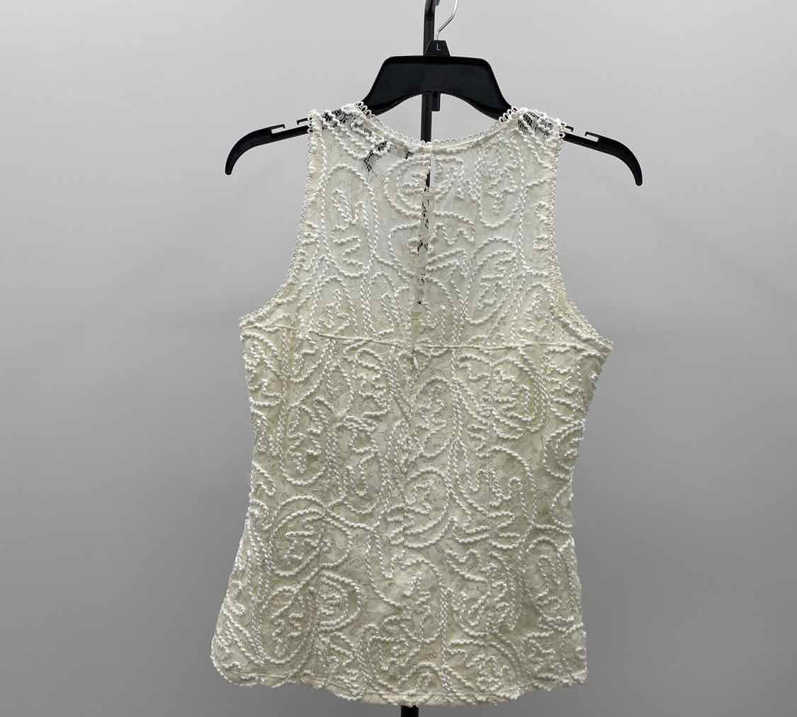 White House Black Market Women's Size S Ivory Textured Sleeveless Shirt
