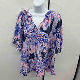 Lilly Pulitzer Women's Size M Blue Palm Trees Short Sleeve Shirt