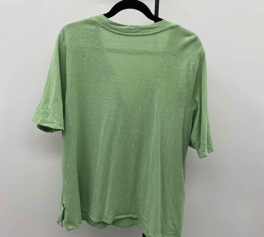 purejill Women's Size L Green Solid Short Sleeve Shirt