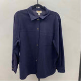 Talbots Women's Size LP Navy Solid Long Sleeve Shirt