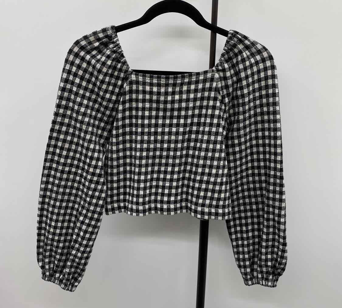 madewell Junior's Size XS Black Checkered Long Sleeve Shirt