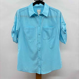 Chico's Women's Size S Blue Solid Short Sleeve Shirt