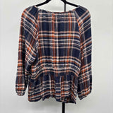 universal threads Women's Size L Navy Plaid Long Sleeve Shirt
