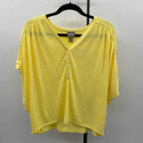 Chico's Women's Size L Yellow Solid Short Sleeve Shirt