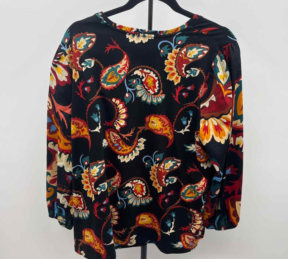 Chico's Women's Size XL Black Paisley Long Sleeve Shirt